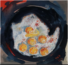Fried Eggs. Day 4, 2020, 40x40 cm, oil on canvas